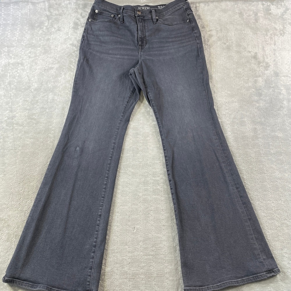 J Crew Jeans Womens‎ 31 Washed Black High Rise Bootcut Stretch Whiskers Denim